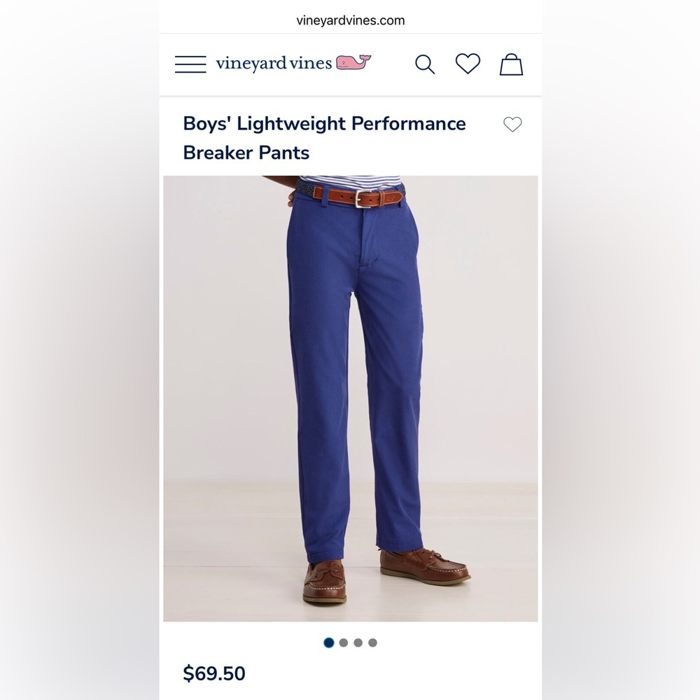 NWT Vineyard Vines Boys Performance Breaker Pants in Cobalt Blue